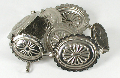 Bargain Barn Shiny Metal Link Concho Belt 28 to 38 inches 