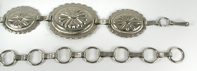 Bargain Barn Shiny Metal Link Concho Belt 28 to 38 inches 