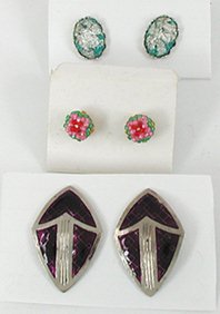three pair of post earrings