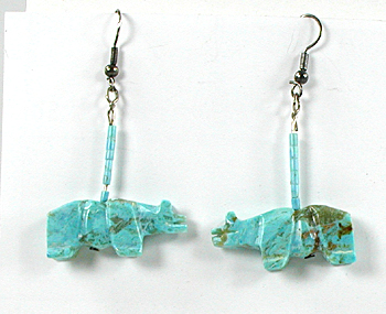 Bargain Barn one pair of Turquoise Bear Earrings