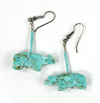 Bargain Barn one pair of Turquoise Bear Earrings