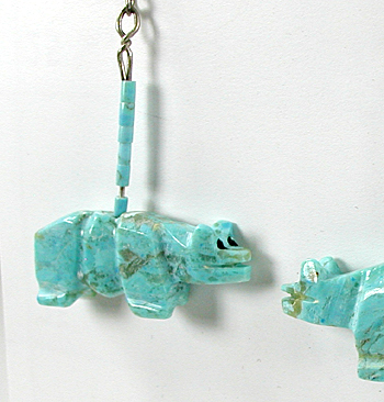 Bargain Barn one pair of Turquoise Bear Earrings