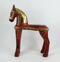 Vintage wood and brass horse statue