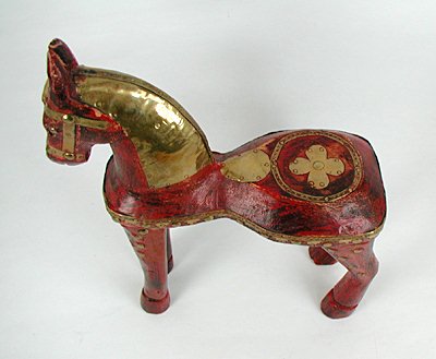 Vintage Wood and Brass horse statue