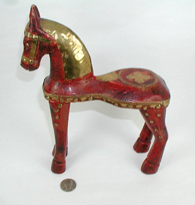Vintage Wood and Brass horse statue