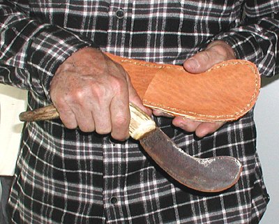 Vintage Antler handle Skinning Knife with Sheath