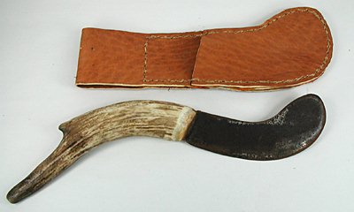 Vintage Antler handle Skinning Knife with Sheath