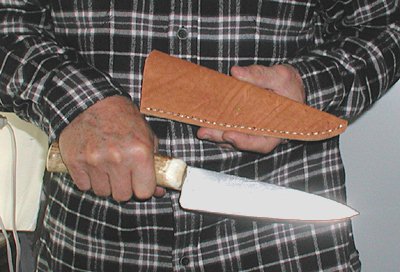 Vintage Antler handle Chef's Knife with Sheath