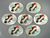 lot of seven inlay woodpecker discs