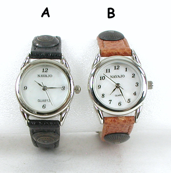 leather watch band with conchos and quartz watch size 5 to 6 1/2 inch