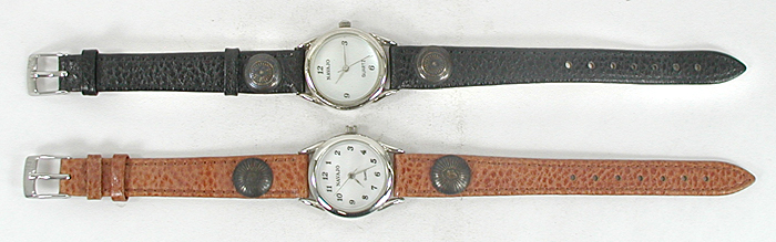 leather watch band with conchos and quartz watch size 5 to 6 1/2 inch