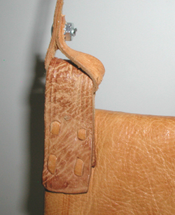 camel leather Berber style bag with colorful leather strip embroidery and fringe
