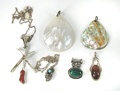 lot of six sterling silver pendants