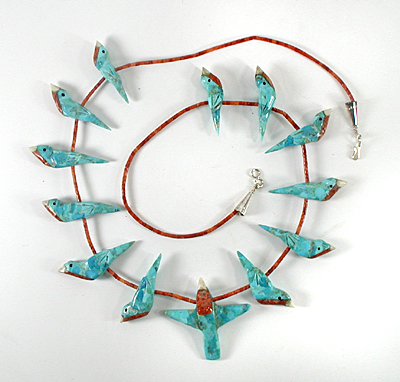 26 inch heishi bird necklace by  artisan Matt Mitchell