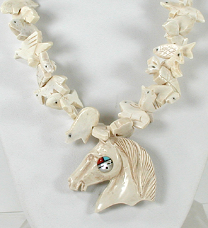 BBN192 stacked animal fetish necklace 32 inch