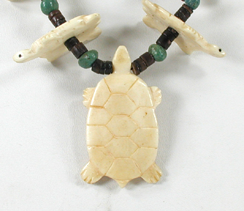 Graduated Turtles Necklace with pen shell heishi 32 inches long