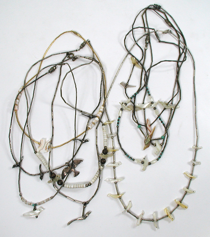 Lot of ten bird fetish necklaces