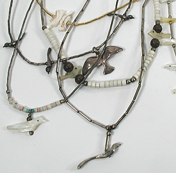 lot of ten bird fetish necklaces