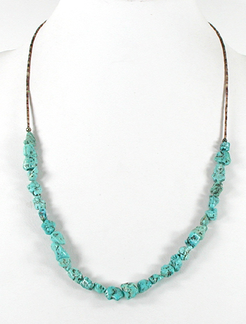 Turquoise Nugget Necklace with pen shell heishi