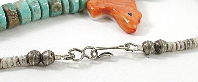 Graduated Animal Necklace with shell heishi 33 inches long