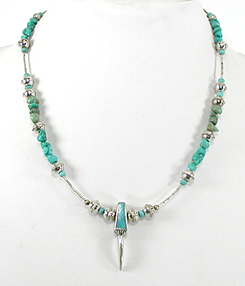 Liquid Sterling Silver and Turquoise Claw Necklace 19 inches long