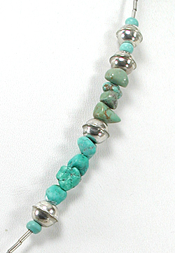 Liquid Sterling Silver and Turquoise Claw Necklace 19 inches long