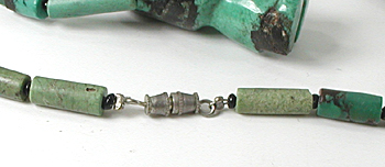 turquoise tube bead necklace with bear 21 inches long