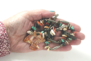 colorful treasure necklace with birds 26 inches long