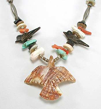 colorful treasure necklace with birds 26 inches long