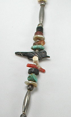 colorful treasure necklace with birds 26 inches long