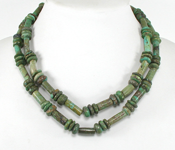 two-strand turquoise bead necklace 17 inches long