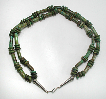two-strand turquoise bead necklace 17 inches long
