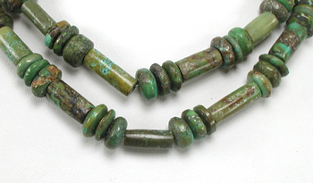two-strand turquoise bead necklace 17 inches long