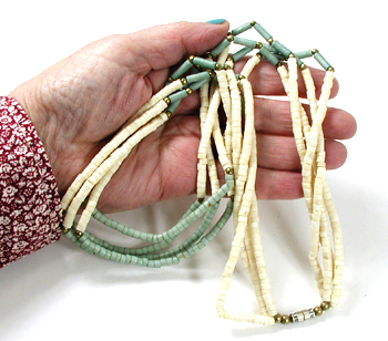four-strand heishi necklace 23  inches long