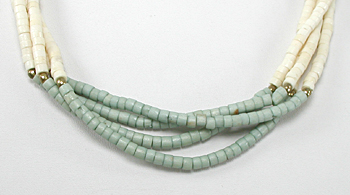 four-strand heishi necklace 23 inches long