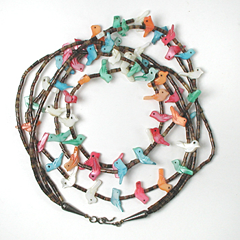 Three Strand Birds fetish necklace 21 inches long