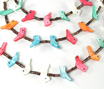 Three Strand Birds fetish necklace 21 inches long
