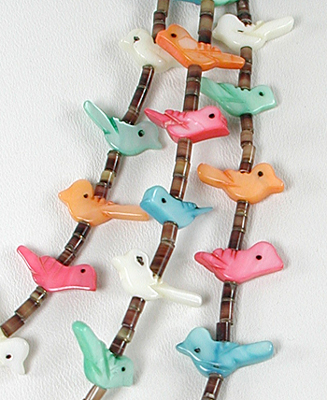 Three Strand Birds fetish necklace 21 inches long
