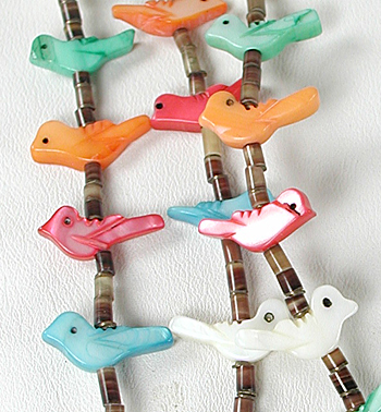 Three Strand Birds fetish necklace 21 inches long