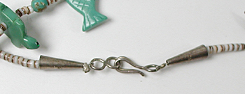 Turquoise Animal Necklace with shell heishi 25 1/2 inches long
