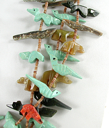 3-Strand Mixed Animal Necklace with shell heishi 25 1/2 inches long