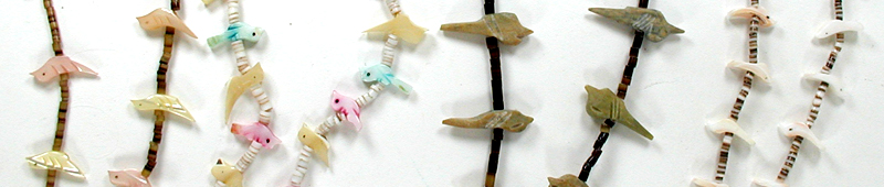 Three single strand bird necklaces approximately 24 to 32 inches long