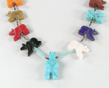 colorful 19 bears and heishi necklace 30 inches long