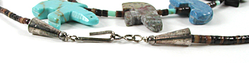 colorful 15 bears and heishi necklace 28 1/2 inches long
