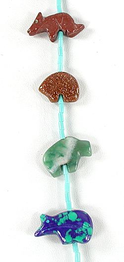 colorful 19 animals and turquoise heishi necklace 32 inches long