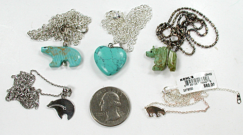 colorful 19 animals and turquoise heishi necklace 32 inches long
