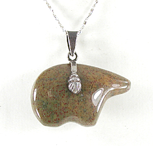 jasper bear pendant with 16 inch chain