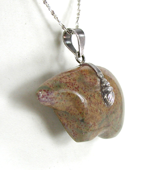 jasper bear pendant with 16 inch chain
