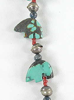 18  turquoise bears and beads necklace 30 1/2 inches long