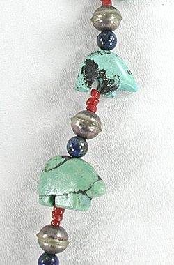 18  turquoise bears and beads necklace 30 1/2 inches long